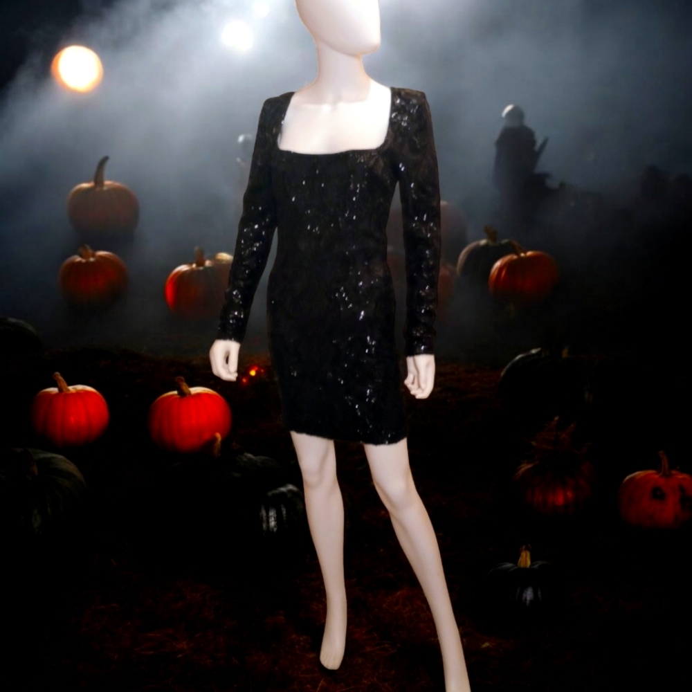 Windso Black Sequin Mini Dress, Size 8